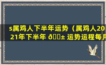 s属鸡人下半年运势（属鸡人2021年下半年 🐱 运势运程每月运程）